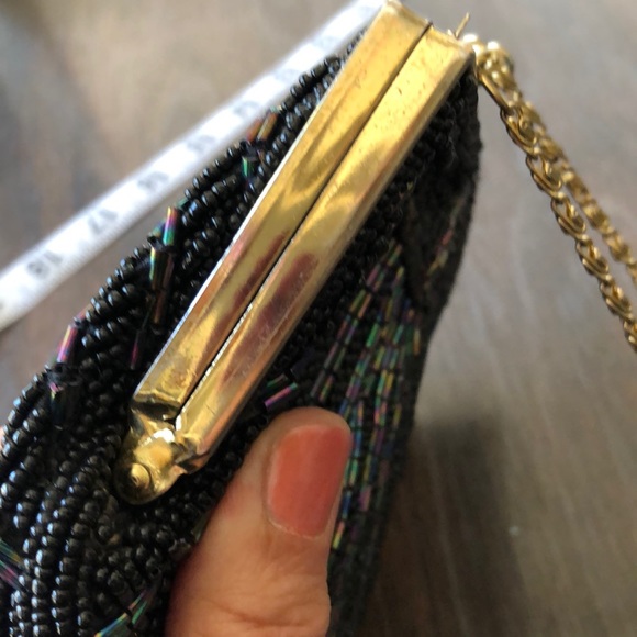 VNT beautiful black bead Scalloped handbag - Picture 10 of 16